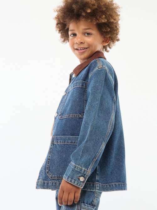 Spijkeroverhemd met fluwelen kraagje - Kiabi