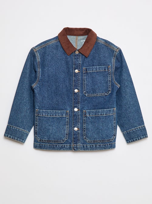 Spijkeroverhemd met fluwelen kraagje - Kiabi