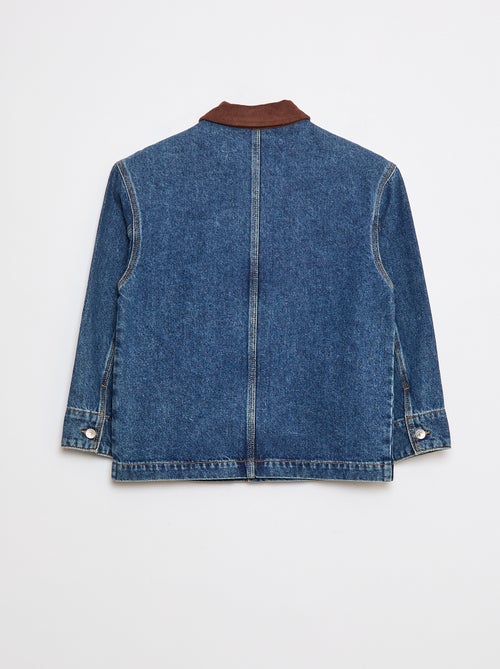 Spijkeroverhemd met fluwelen kraagje - Kiabi