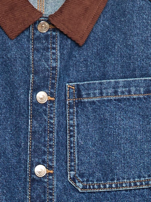 Spijkeroverhemd met fluwelen kraagje - Kiabi