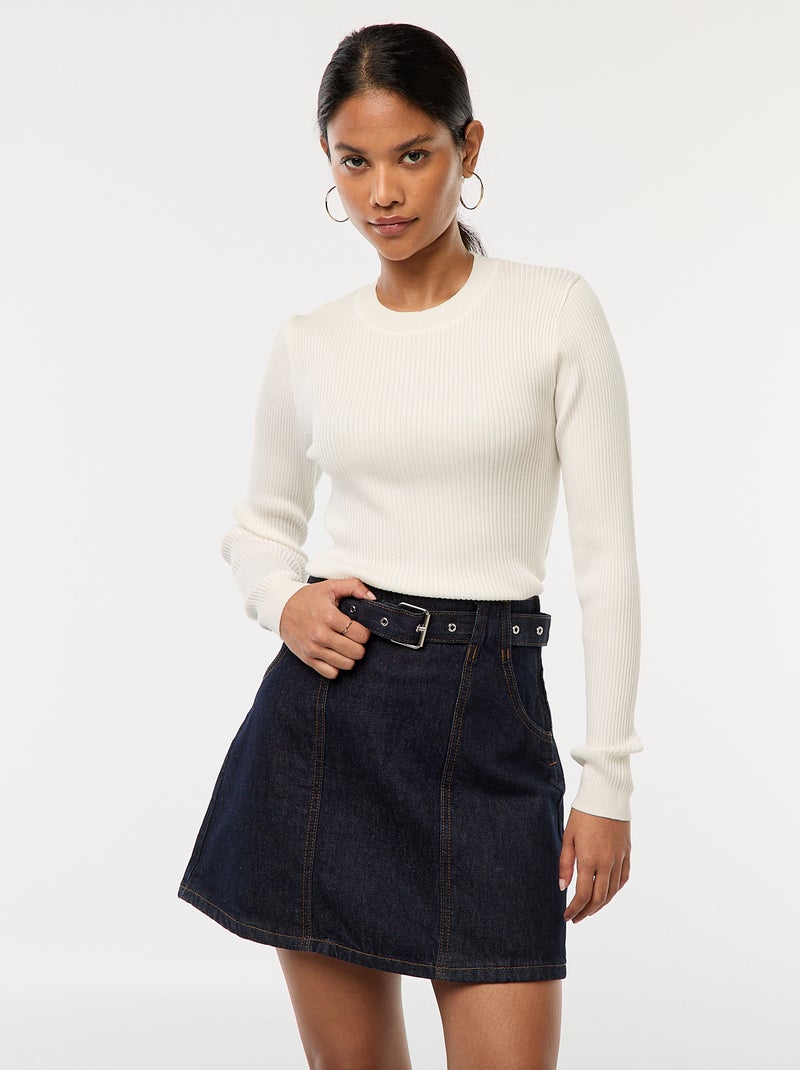 Spijkerrok met ceintuur met gesp Blauw - Kiabi