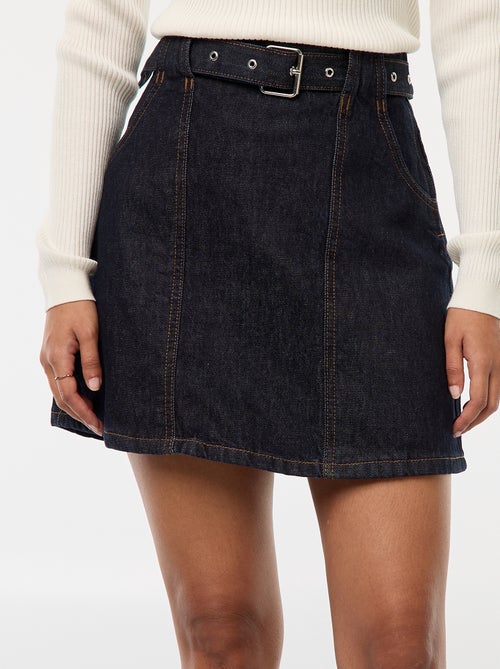 Spijkerrok met ceintuur met gesp - Kiabi
