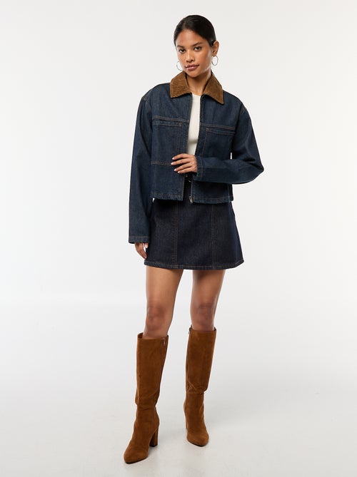 Spijkerrok met ceintuur met gesp - Kiabi