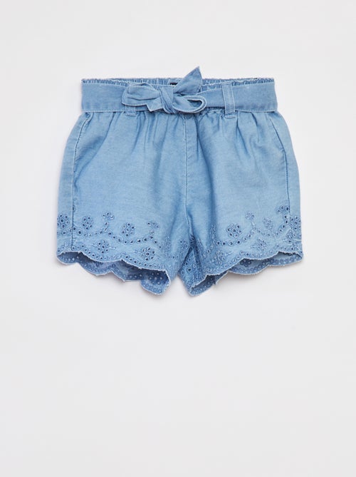 Spijkershort met borduursel en strikkoordje - Kiabi