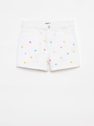 Spijkershort met borduursels
