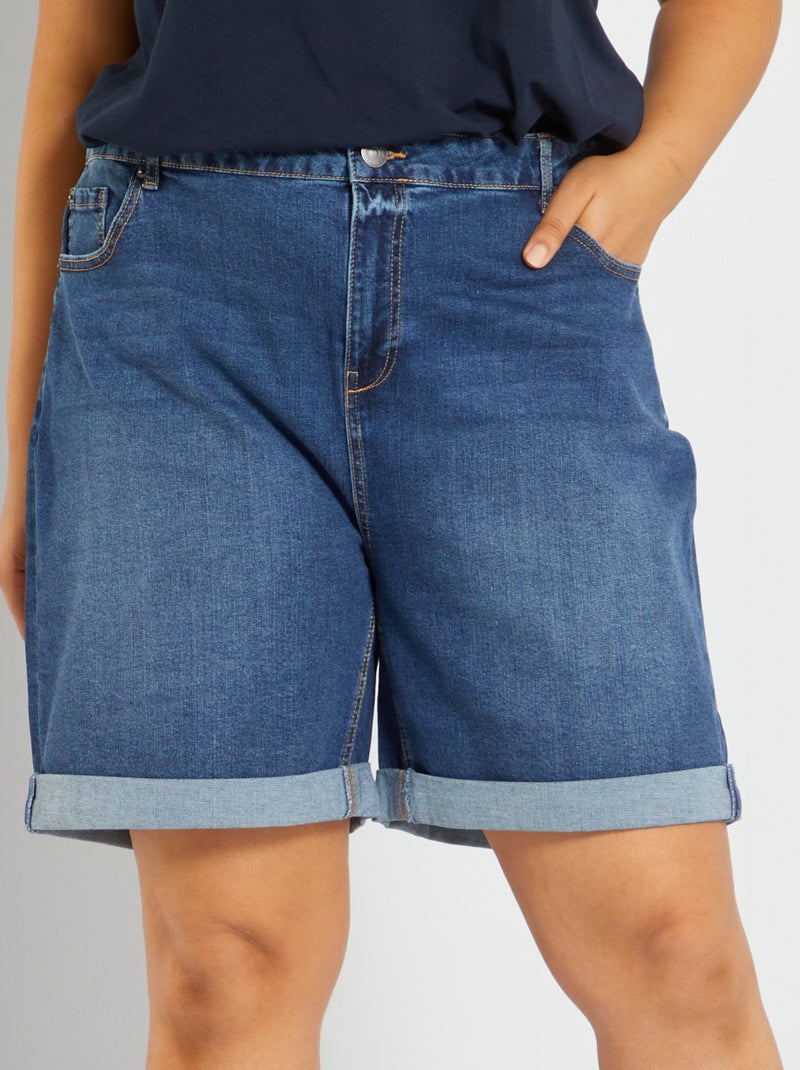 Spijkershort met destroyed effect BLAUW - Kiabi