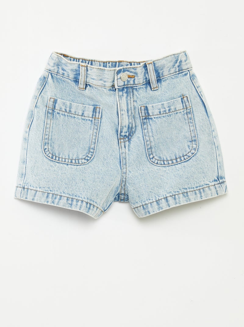 Spijkershort met hoge taille Blauw - Kiabi