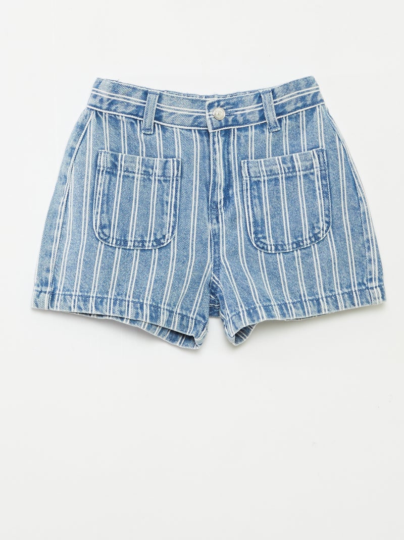 Spijkershort met hoge taille Blauw - Kiabi