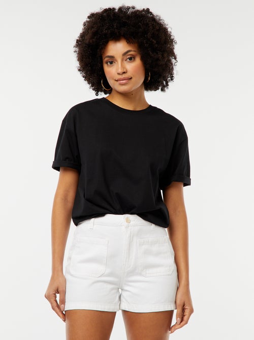 Spijkershort met hoge taille en 4 opgestikte zakken - Kiabi