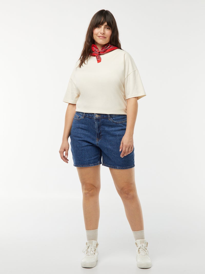 Spijkershort met hoge taille en 5 zakken BLAUW - Kiabi