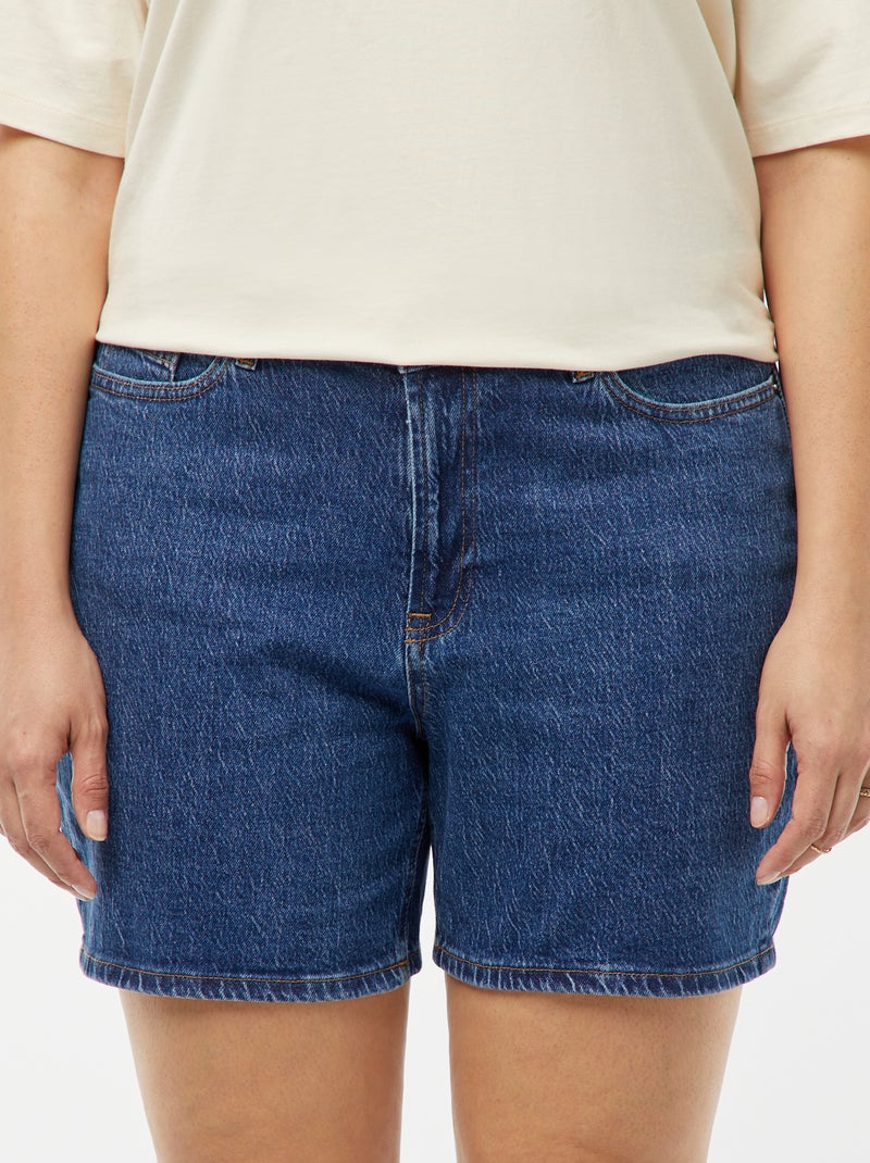 Spijkershort met hoge taille en 5 zakken BLAUW - Kiabi