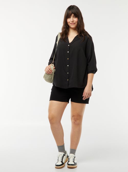 Spijkershort met hoge taille en 5 zakken - Kiabi