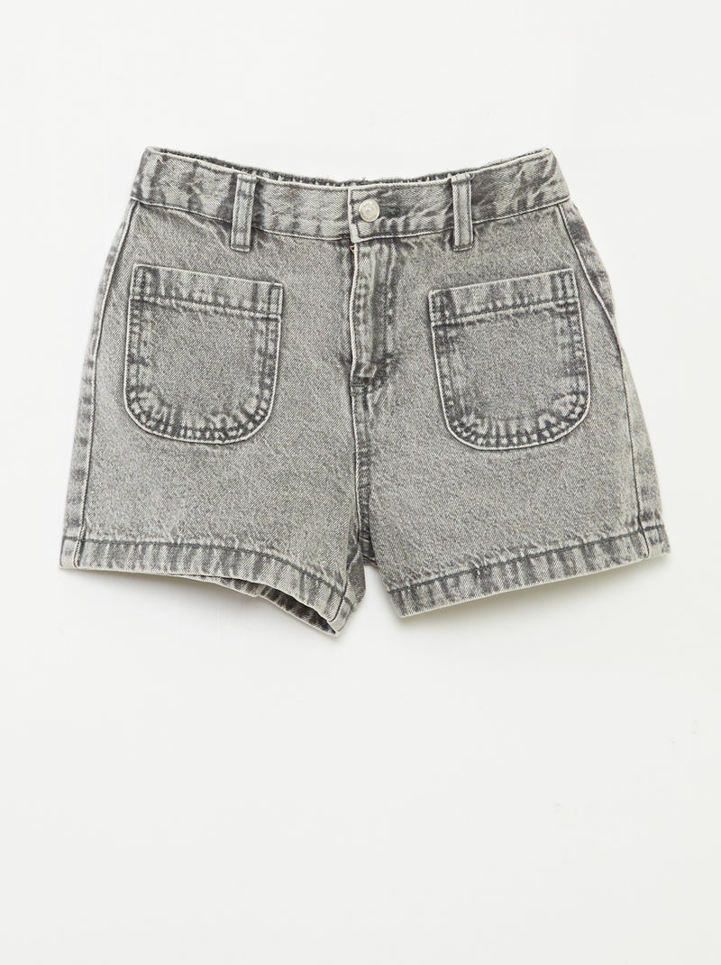 Spijkershort met hoge taille Grijs - Kiabi