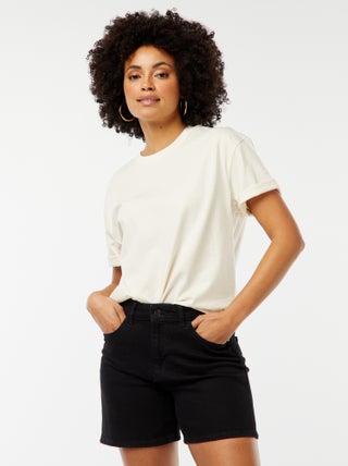 Spijkershort met hoge taille