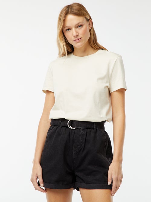 Spijkershort met hoge taille - Kiabi
