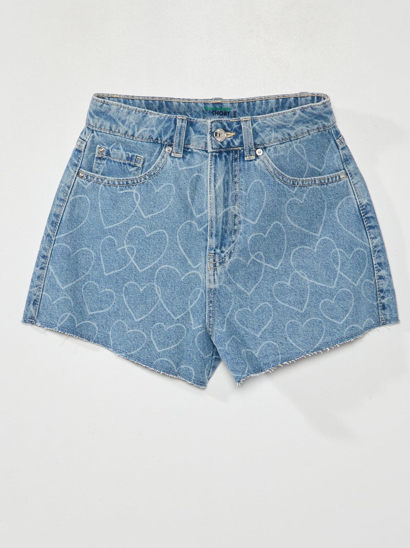Spijkershort met motiefje BLAUW - Kiabi