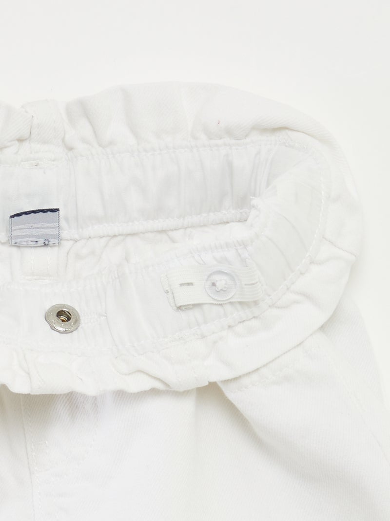 Spijkershort met omgeslagen pijpen wit - Kiabi