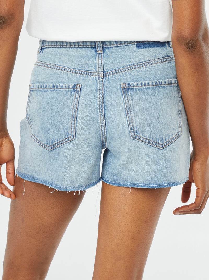 Spijkershort met ongezoomde rand BLAUW - Kiabi