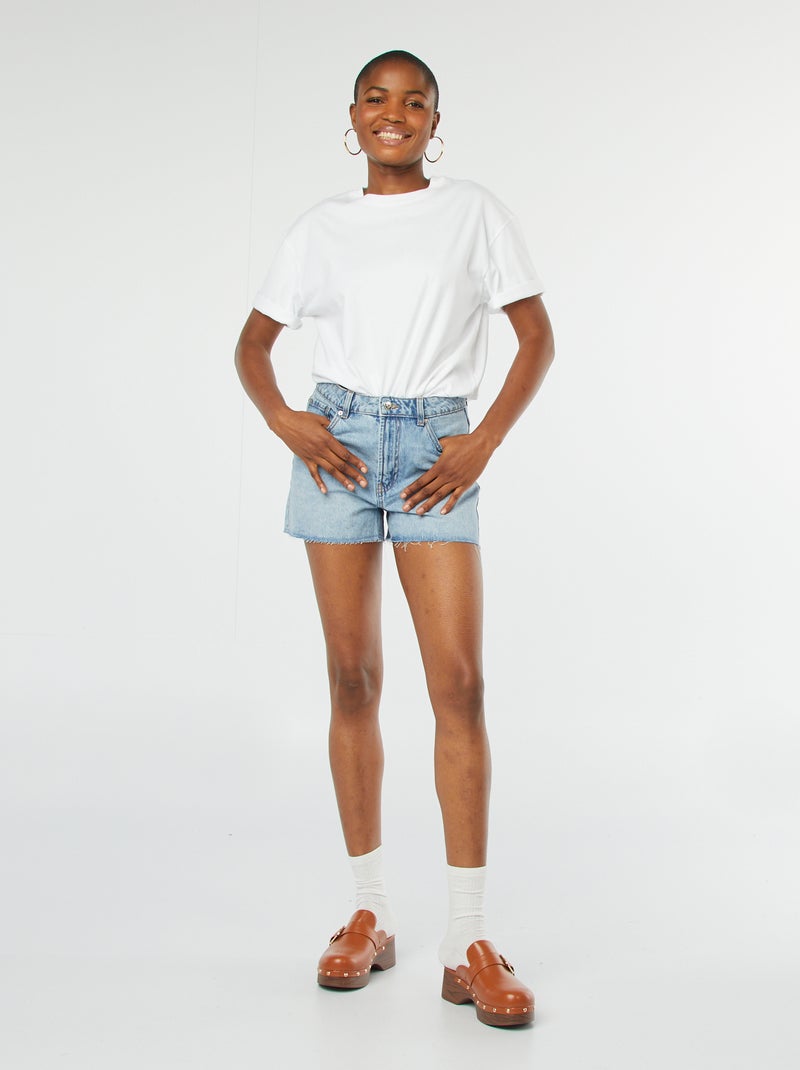 Spijkershort met ongezoomde rand BLAUW - Kiabi