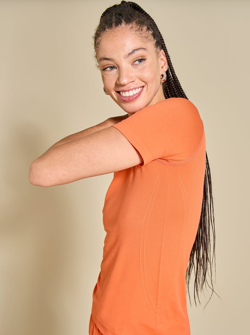 Sport T-shirt met tweedehuid-effect - (ekstract) Oranje - Kiabi
