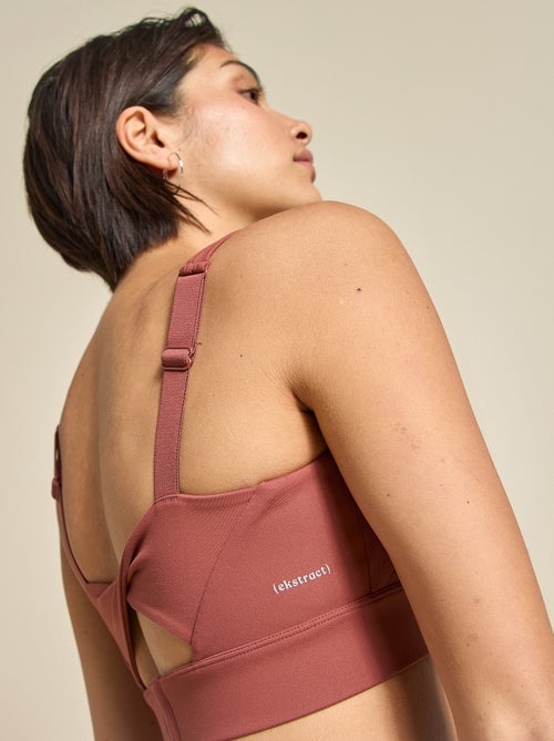 Sportbeha met gedraaid effect op de rug, sterke ondersteuning - (ekstract) - Kiabi