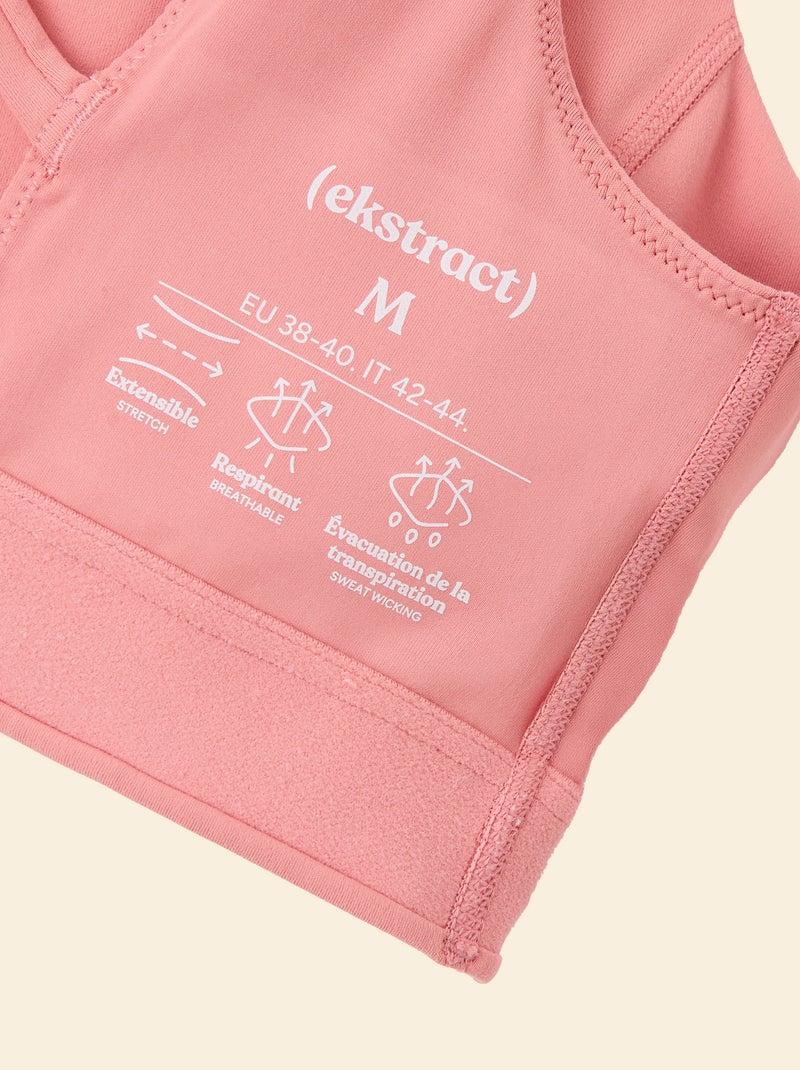 Sportbeha met gekruiste bandjes op de rug, medium ondersteuning - (ekstract) Rose - Kiabi