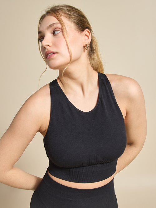 Sportbeha van ribstof met lichte ondersteuning - (ekstract) - Kiabi