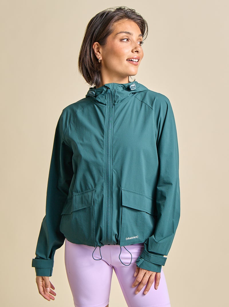 Sportief windjack met capuchon Groen - Kiabi