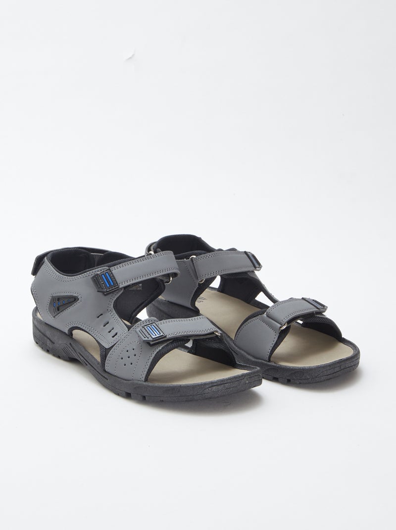 Sportieve sandalen met klittenband GRIJS - Kiabi