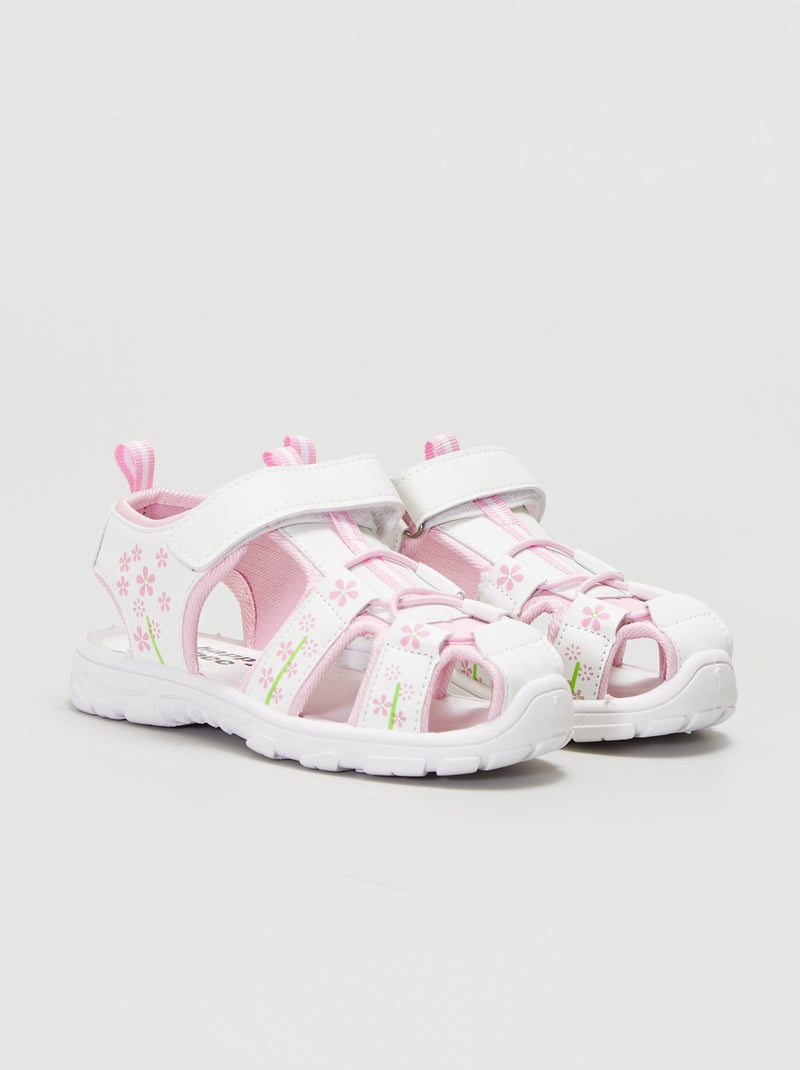 Sportieve sandalen met klittenband WIT - Kiabi