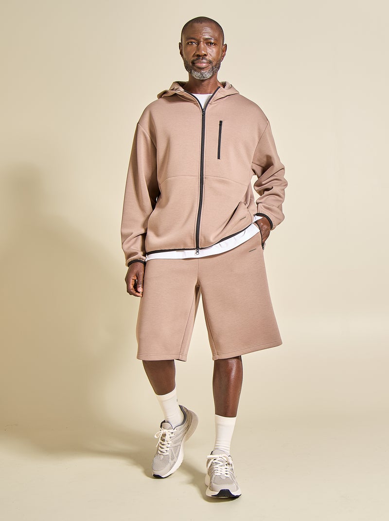 Sportieve sweater met rits (ekstract) Biege - Kiabi