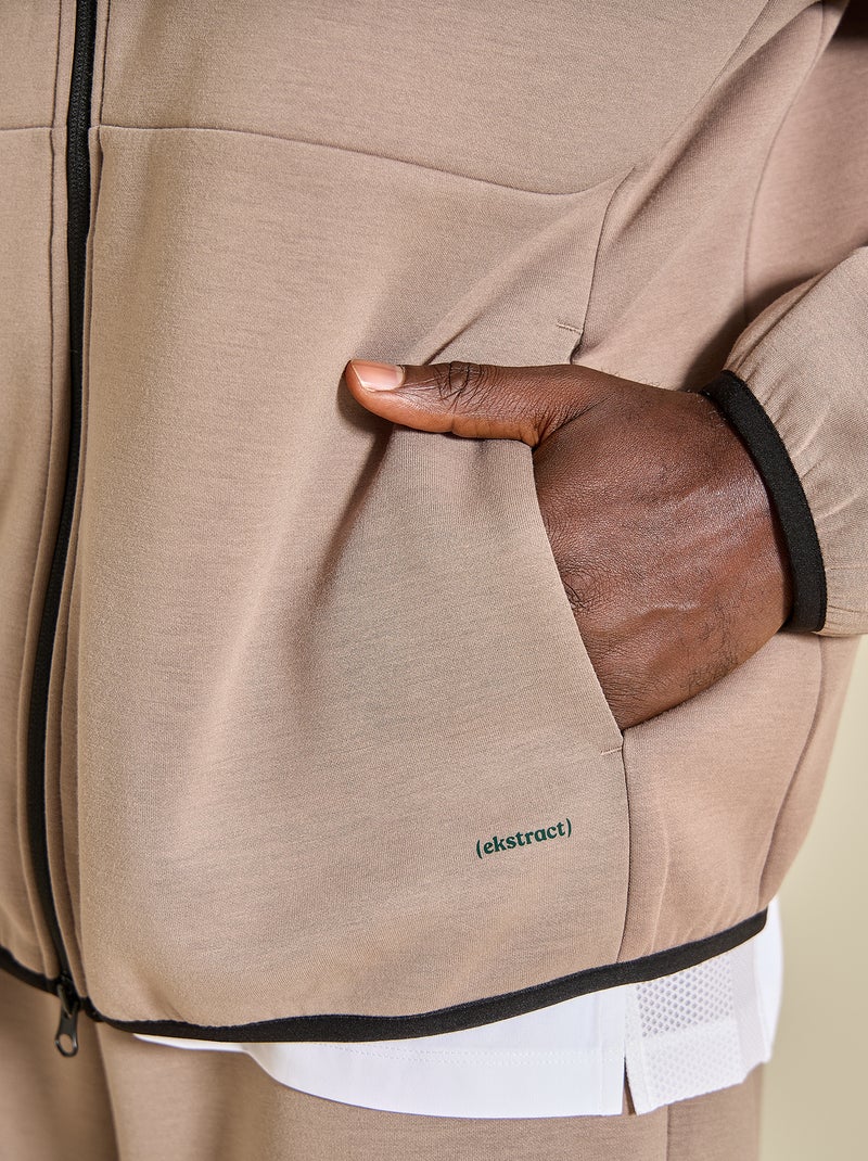 Sportieve sweater met rits (ekstract) Biege - Kiabi