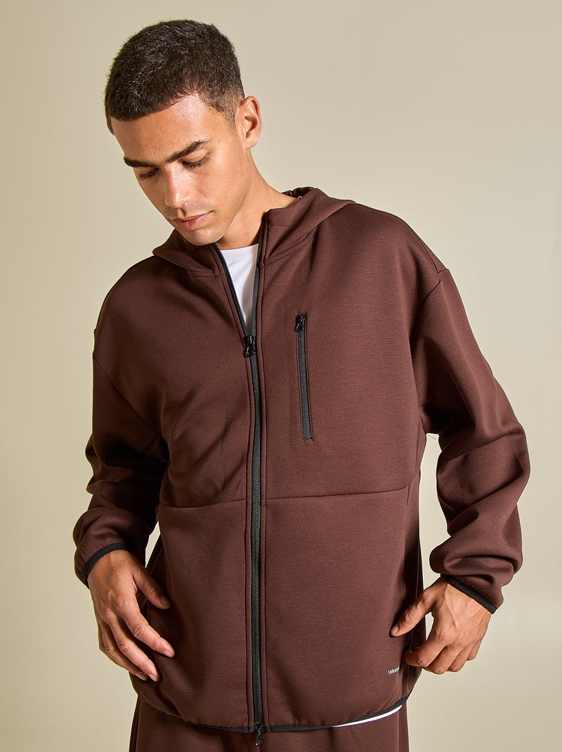 Sportieve sweater met rits (ekstract) Bruin - Kiabi