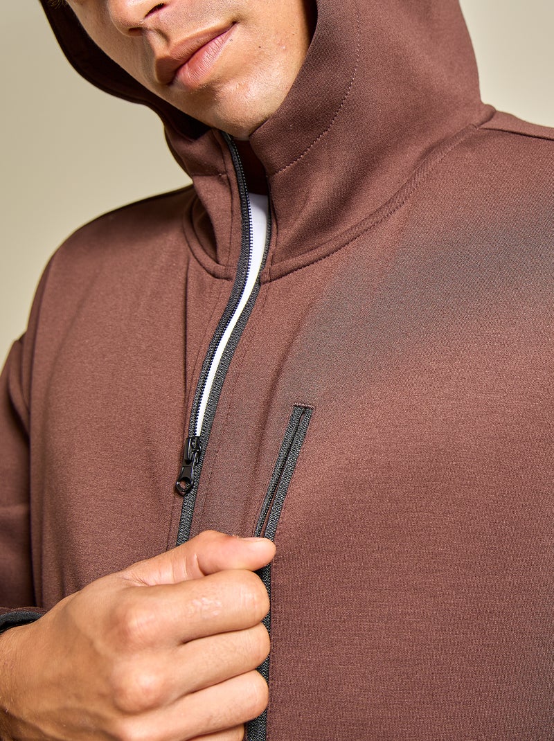 Sportieve sweater met rits (ekstract) Bruin - Kiabi