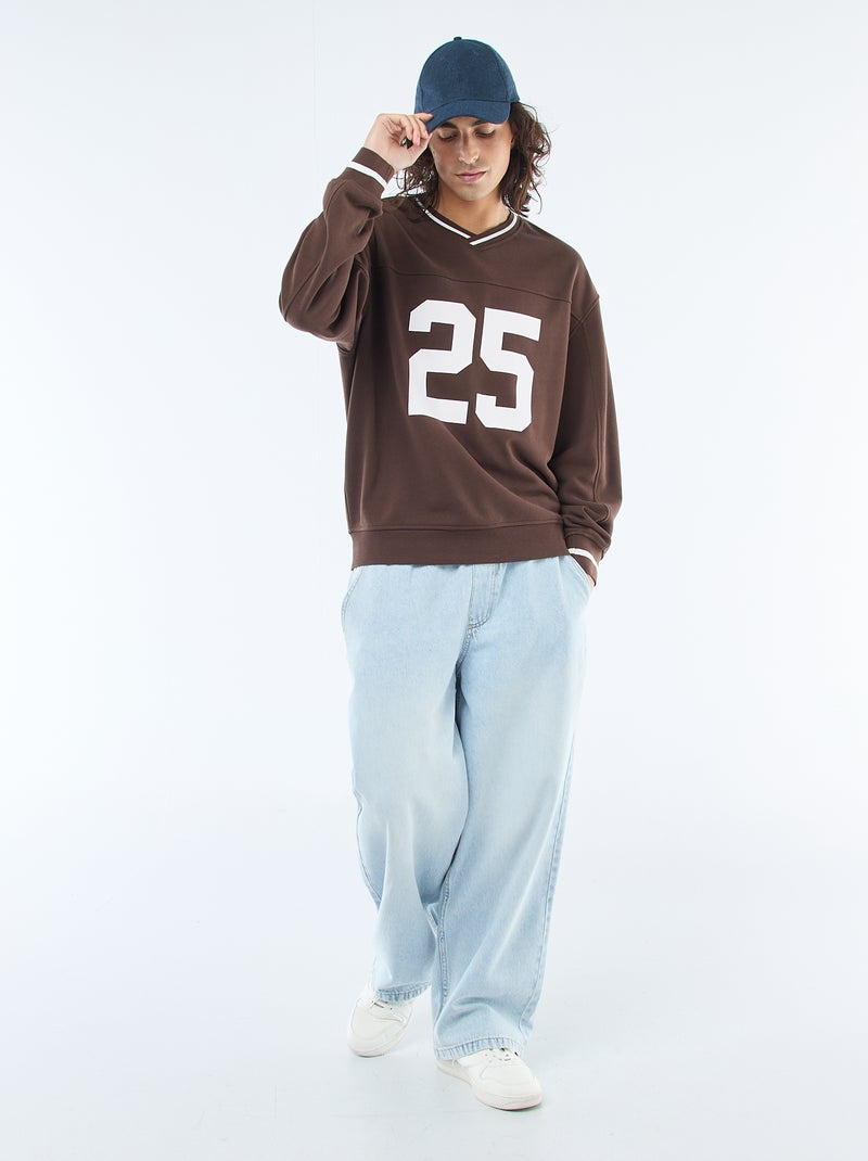 Sportieve sweater van french terry Bruin - Kiabi