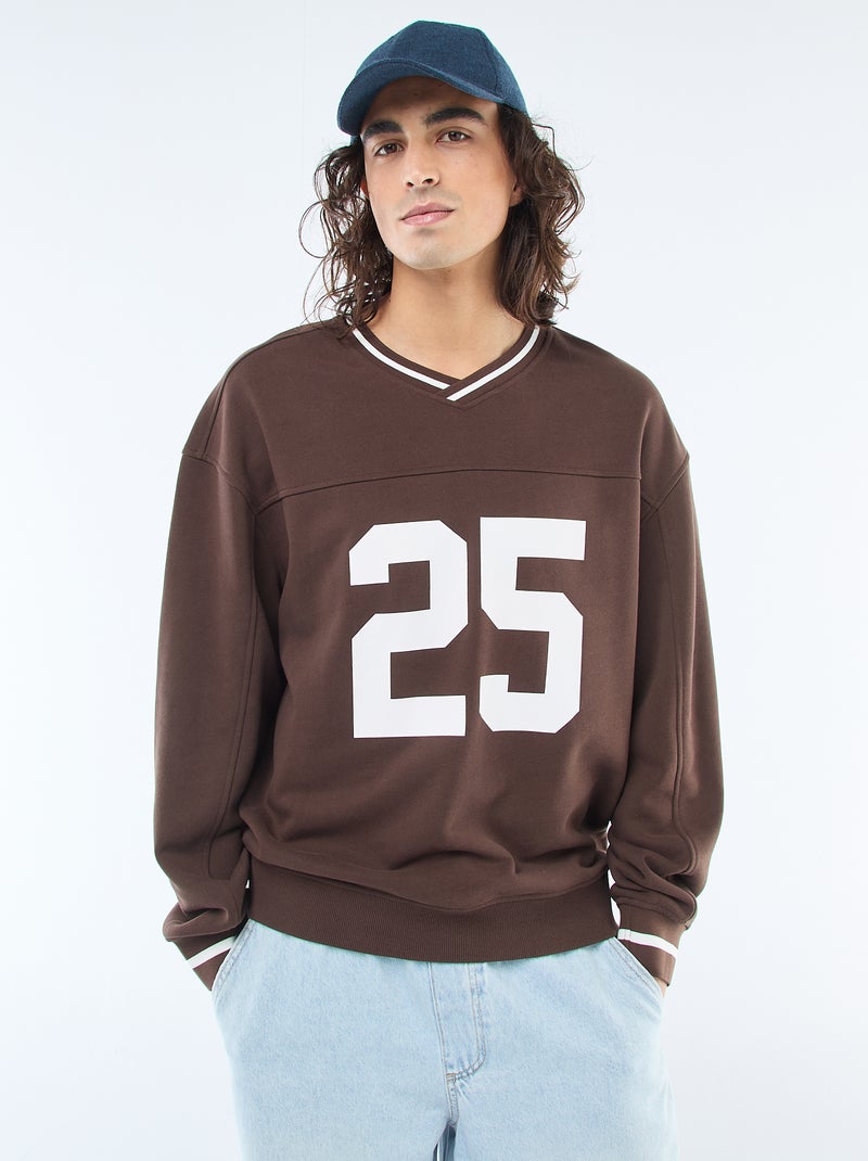 Sportieve sweater van french terry Bruin - Kiabi