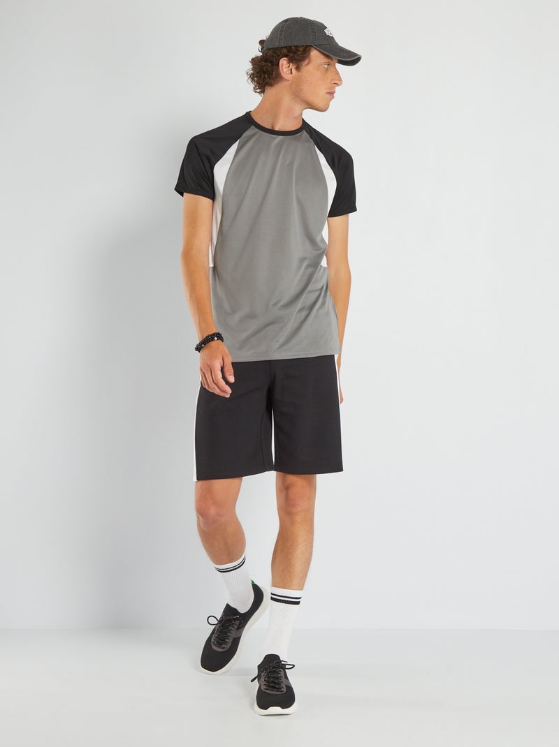 Sportshirt van twee soorten stof GRIJS - Kiabi
