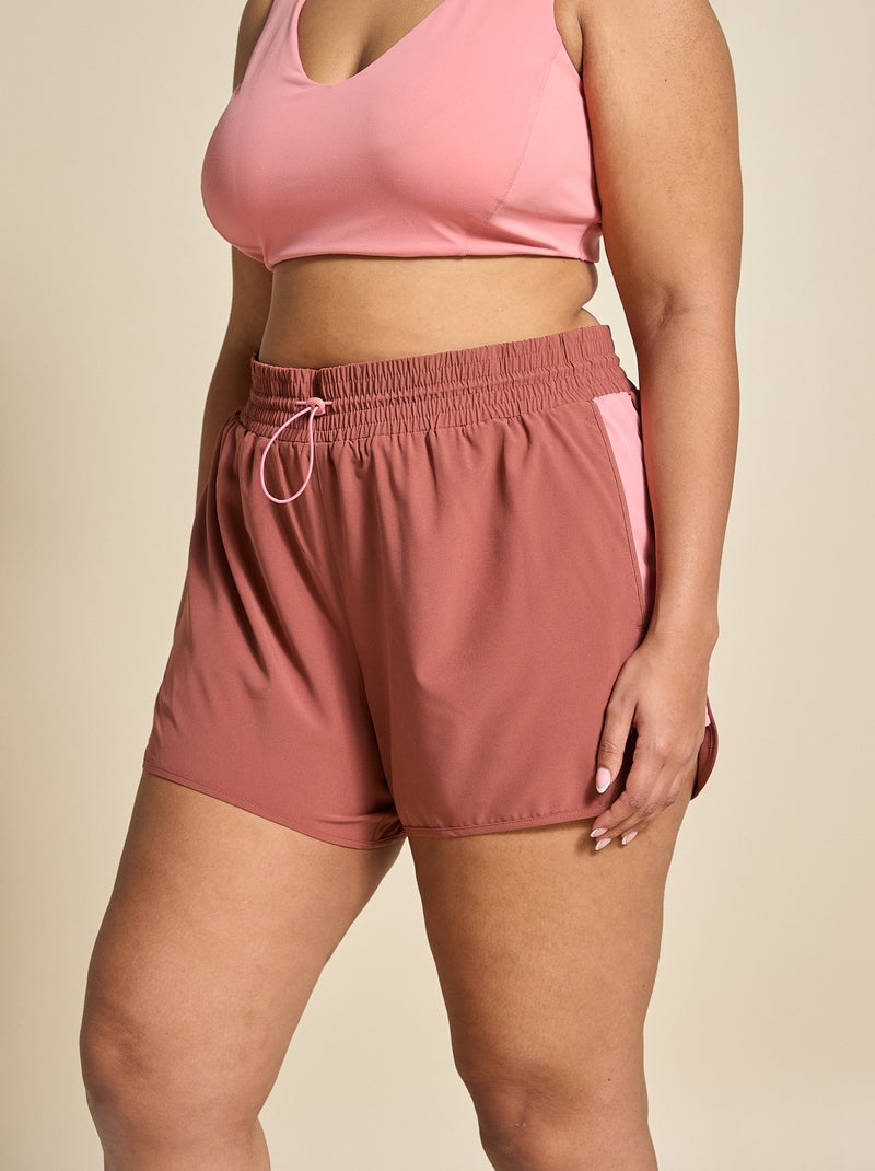 Sportshort met colourblock - (ekstract) Bruin - Kiabi