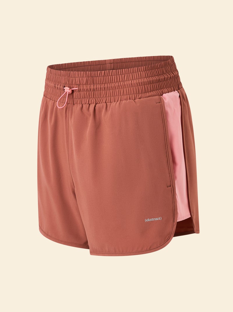 Sportshort met colourblock - (ekstract) Bruin - Kiabi