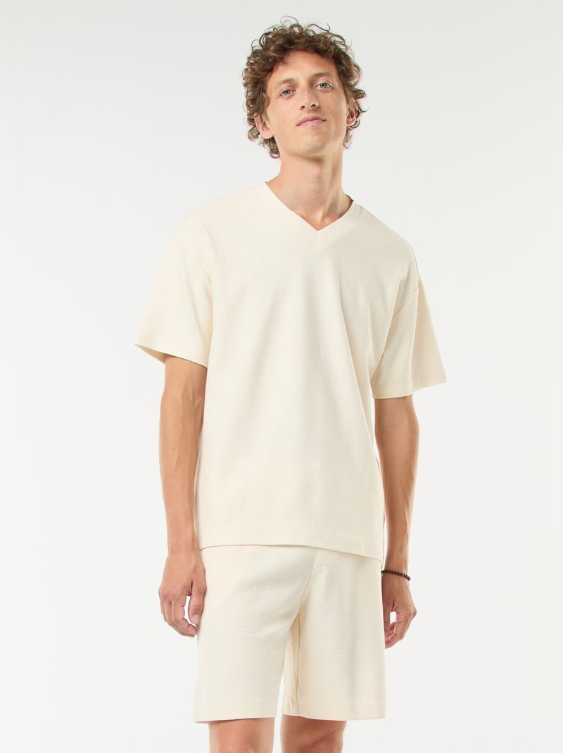 Sportshort met zakken en fantasiepatroontje Wit - Kiabi