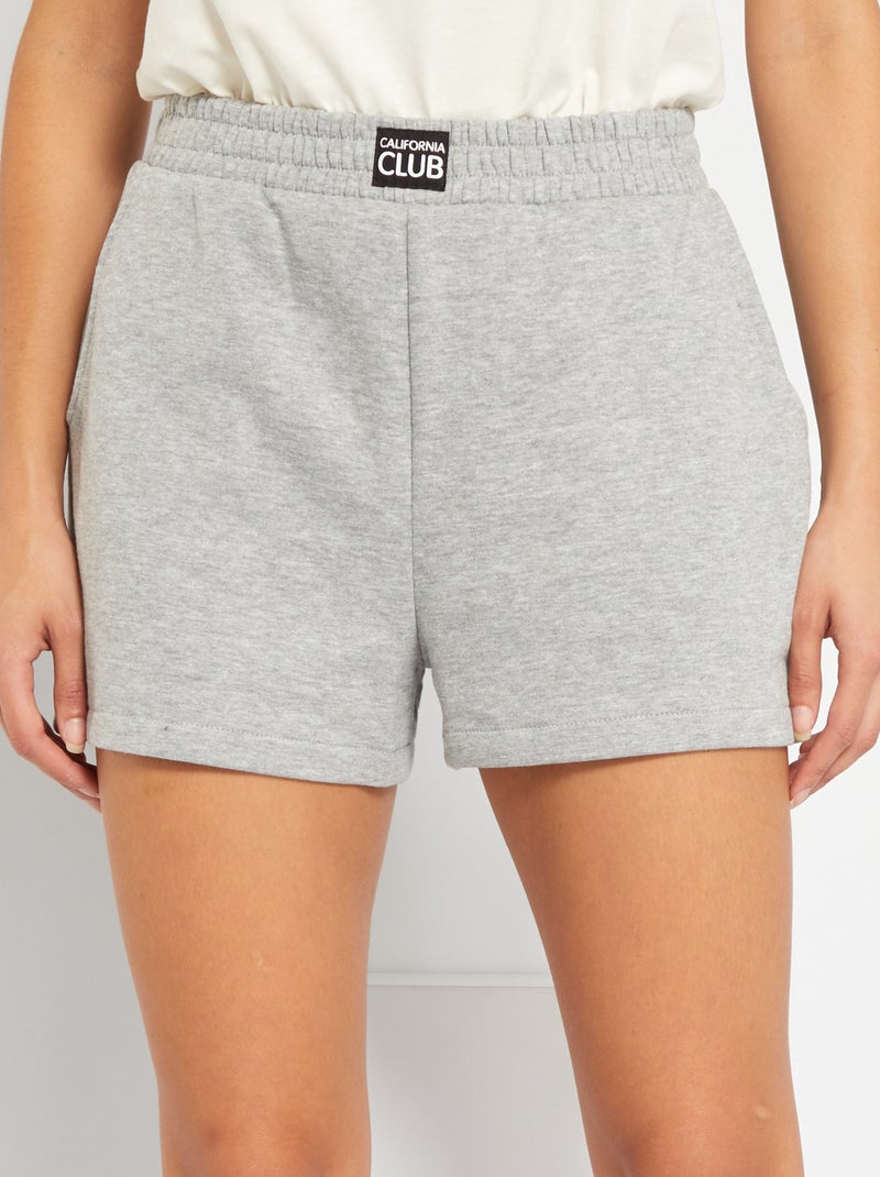 Sportshort van joggingstof GRIJS - Kiabi