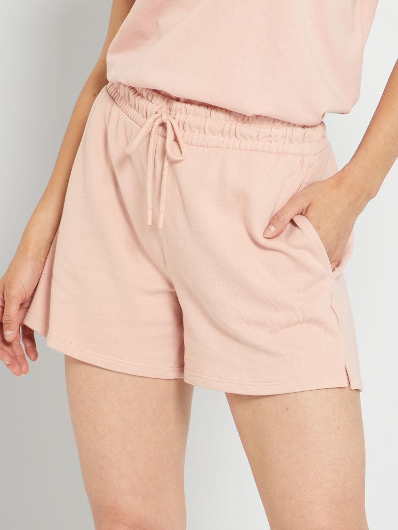 Sportshort van joggingstof roze - Kiabi