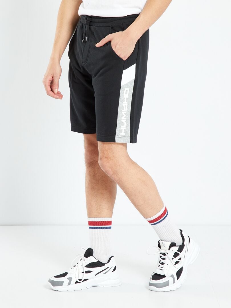 Sportshort van joggingstof ZWART - Kiabi