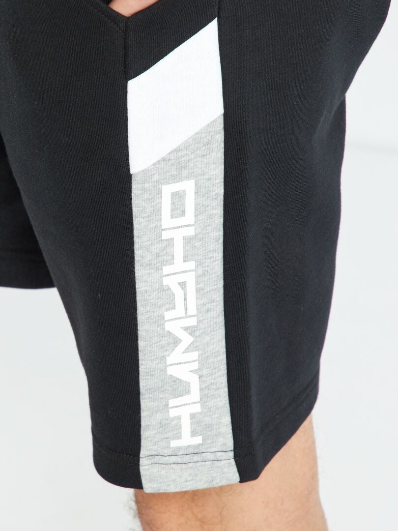 Sportshort van joggingstof ZWART - Kiabi