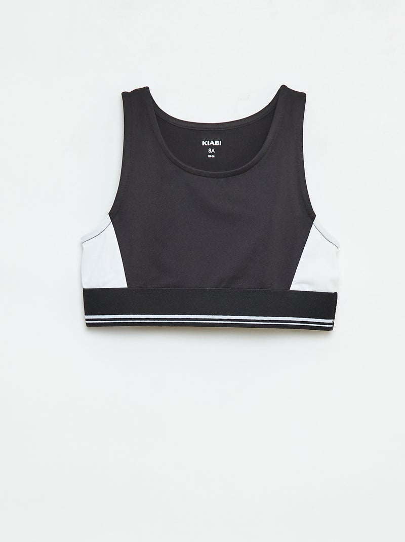 Sporttop van stretchstof Zwart - Kiabi