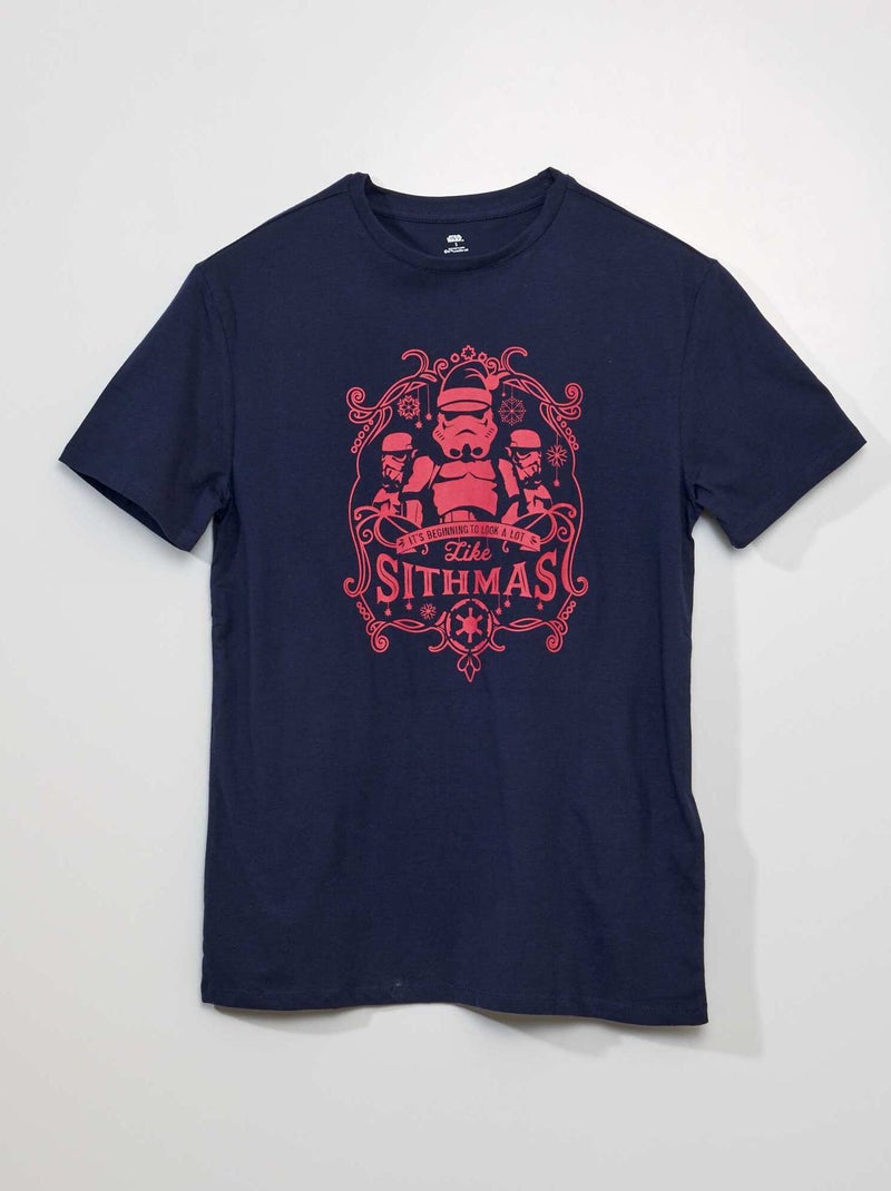 Star Wars-T-shirt in kerstsfeer BLAUW - Kiabi