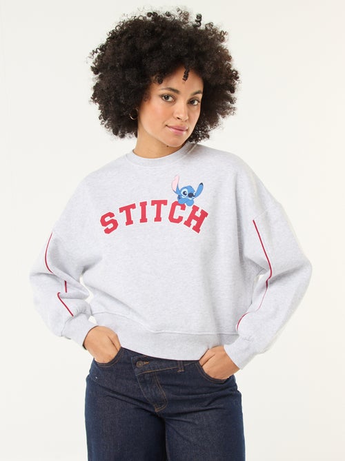 Stitch-sweater van joggingstof met zachte, geruwde binnenzijde en ronde hals - Kiabi