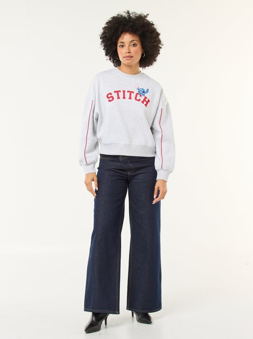 Stitch-sweater van joggingstof met zachte, geruwde binnenzijde en ronde hals - Kiabi