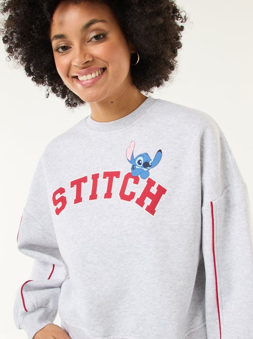 Stitch-sweater van joggingstof met zachte, geruwde binnenzijde en ronde hals - Kiabi
