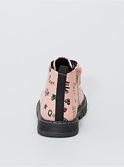 Stoere, roze enkellaarzen met print - Kiabi